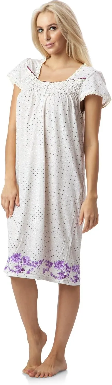 Casual Nights Women's Botanic Lace Short Sleeve Nightgown