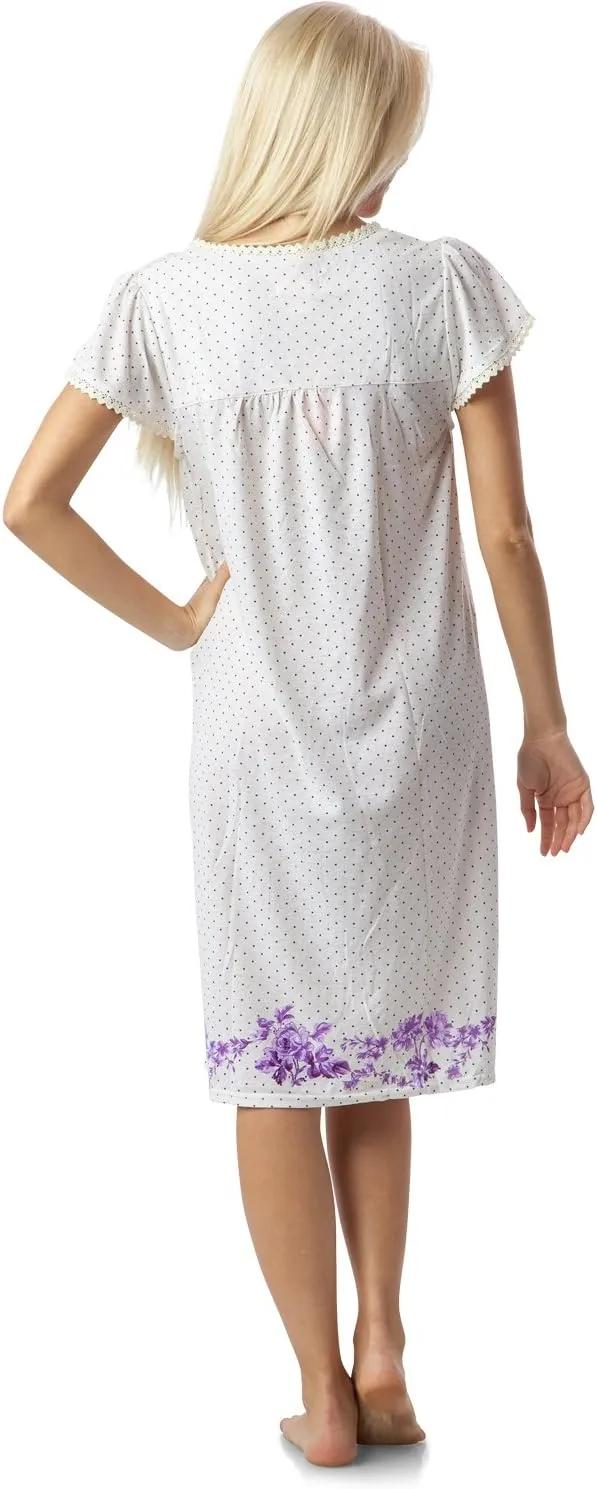 Casual Nights Women's Botanic Lace Short Sleeve Nightgown