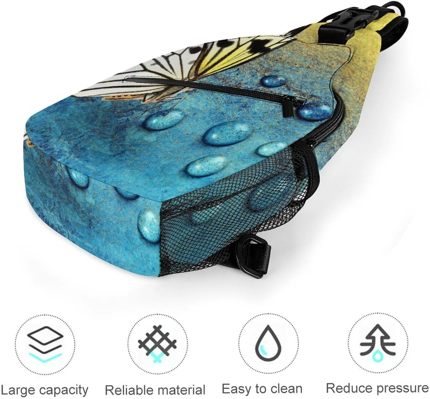 Casual Sling Backpack Butterfly-yellow-black-print Chest Bags Crossbody Sling Bag Travel Hiking Daypack Shoulder Bag for Women Men, 38x20cm, Style-2