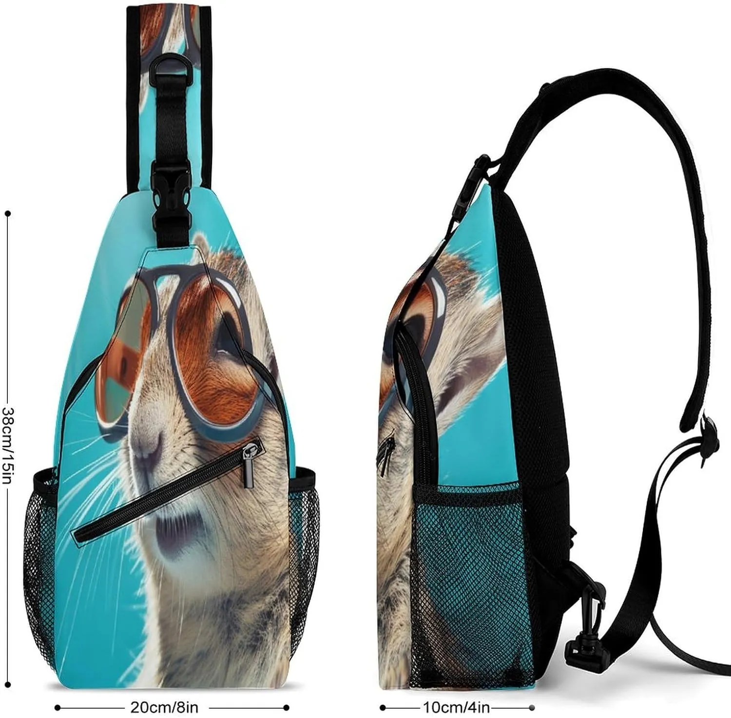 Casual Sling Backpack Chipmunk-print Chest Bags Crossbody Sling Bag Travel Hiking Daypack Shoulder Bag for Women Men, 38x20cm, Style-1