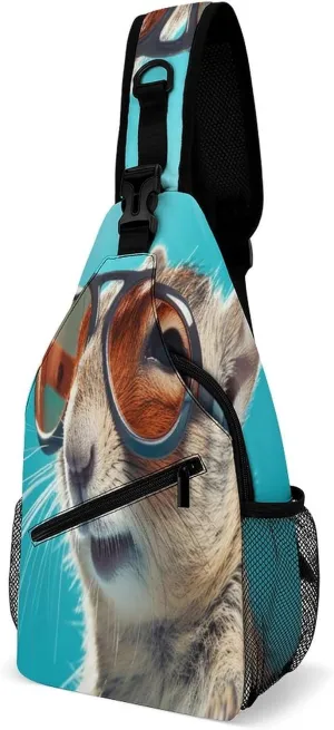 Casual Sling Backpack Chipmunk-print Chest Bags Crossbody Sling Bag Travel Hiking Daypack Shoulder Bag for Women Men, 38x20cm, Style-1