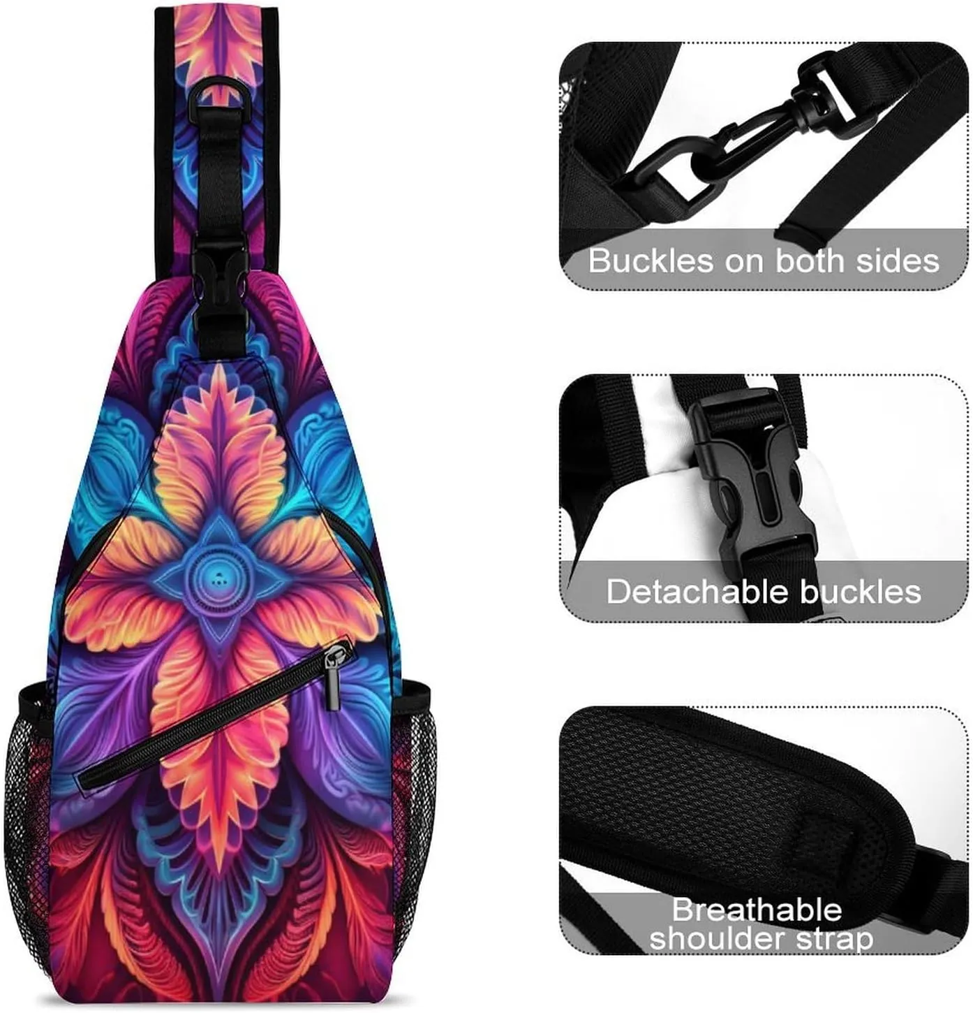 Casual Sling Backpack Palms-tree-print Chest Bags Crossbody Sling Bag Travel Hiking Daypack Shoulder Bag for Women Men, 38x20cm, Style-5