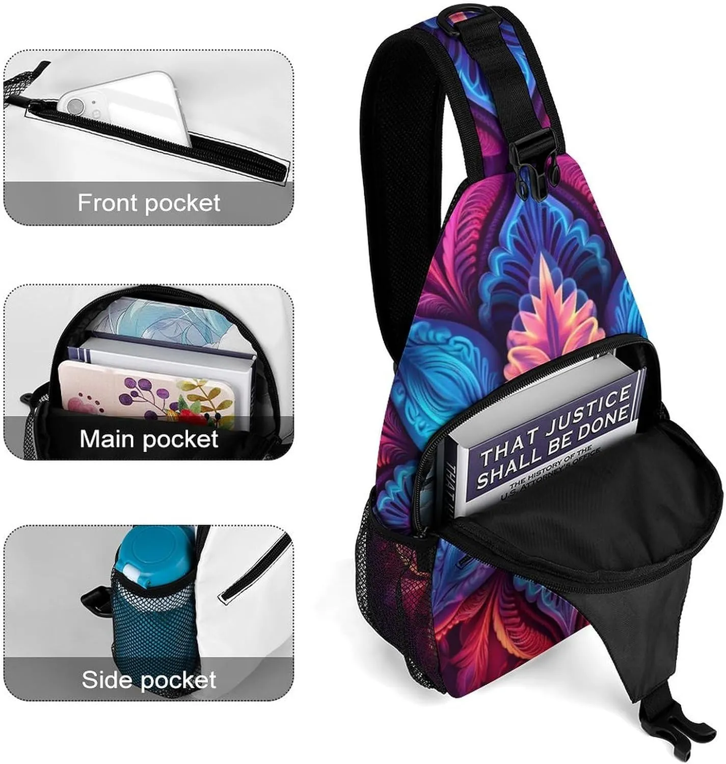 Casual Sling Backpack Palms-tree-print Chest Bags Crossbody Sling Bag Travel Hiking Daypack Shoulder Bag for Women Men, 38x20cm, Style-5