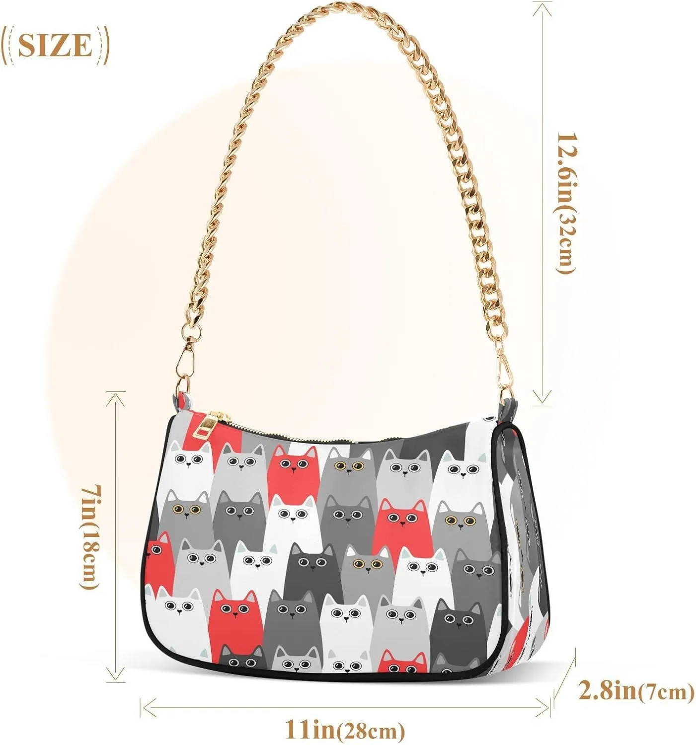 Cat Shoulder Purses for Women,Cat Shoulder Bag Purse Womens Crescent Crossbody Bag