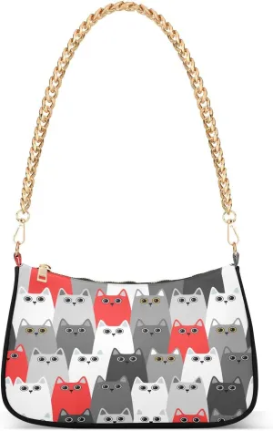Cat Shoulder Purses for Women,Cat Shoulder Bag Purse Womens Crescent Crossbody Bag