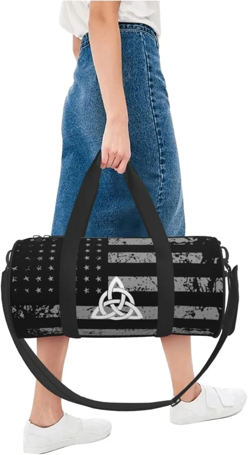 Celtic Knot Irish Travel Luggage Duffel Bag Sports Rolling Foldable Duffel Bag, Black