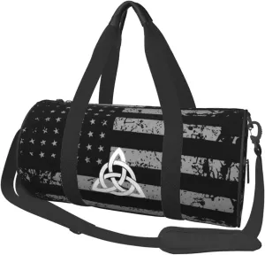 Celtic Knot Irish Travel Luggage Duffel Bag Sports Rolling Foldable Duffel Bag, Black