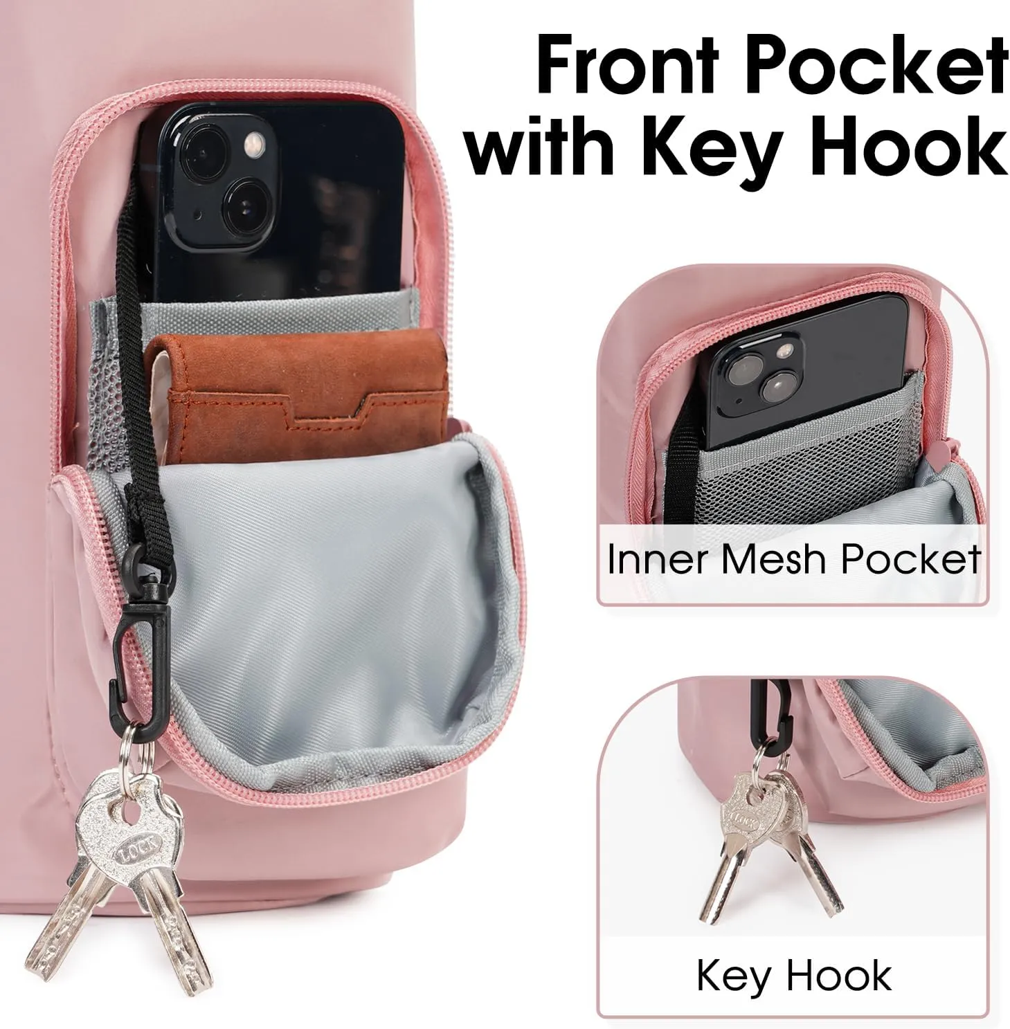 Ceneda Water Bottle Carrier Bag with Phone Pocket 32oz 40oz Tumbler Insulated Water Bottle Holder with Adjustable Shoulder Strap Carrier Sling Bag (Pink)