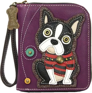 Chala Boston Terrier Zip-Around Wristlet Wallet - Dog Mom Gift