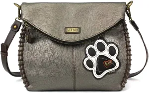 CHALA Charming Crossbody Bag Shoulder Handbag With Flap Top and Purse Charm - Pewter