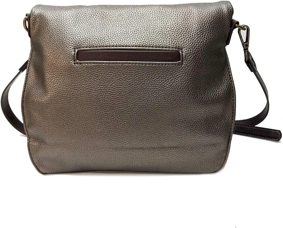 CHALA Charming Crossbody Bag Shoulder Handbag With Flap Top and Purse Charm - Pewter