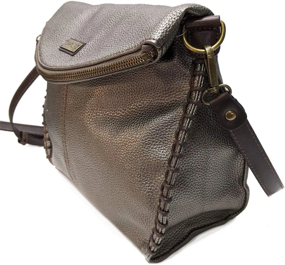 CHALA Charming Crossbody Bag Shoulder Handbag With Flap Top and Purse Charm - Pewter