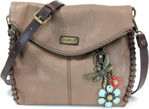 Chala Charming Crossbody Bag Shoulder Handbag With Flap Top and Zipper Black/Dark Brown