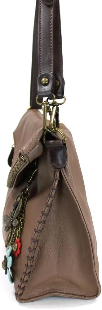 Chala Charming Crossbody Bag Shoulder Handbag With Flap Top and Zipper Black/Dark Brown