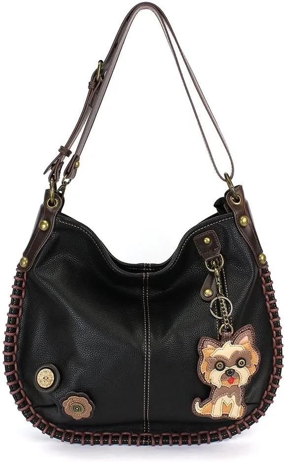 Chala Charming Hobo Crossbody Purse "Yorkshire Terrier" - Black