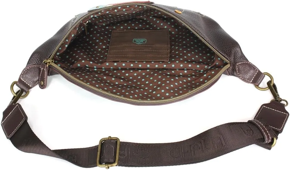 CHALA Fanny Pack Women RFID Protected Sling Purse and Waist Bag with Two Adjustable Straps - Brown Mushrooms- dark brown