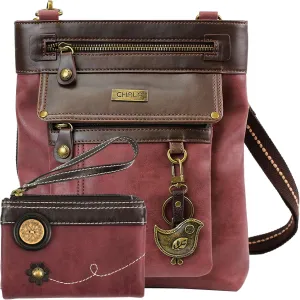 CHALA GEMINI Crossbody Faux Leather Gift Messenger Bag with Double Zip Wallet