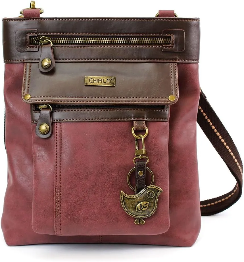 CHALA GEMINI Crossbody Faux Leather Gift Messenger Bag with Double Zip Wallet