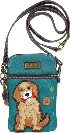 Chala Golden Retriever Cellphone Crossbody Handbag - Convertible Strap