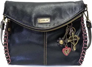 CHALA Group Charming Crossbody Bag With Flap Top and Zipper,Black Cross-Body Purse with New Purse Charm -2024