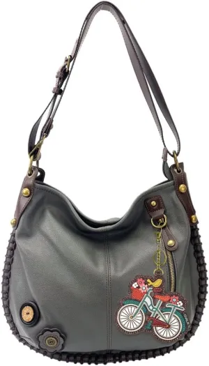 CHALA Handbag Charming Cross-body or Shoulder Convertible Large Hobo Bag - Grey