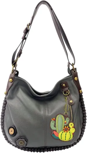 CHALA Handbag Charming Cross-body or Shoulder Convertible Large Hobo Bag - Grey
