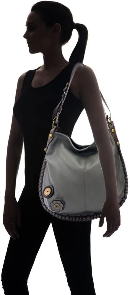 CHALA Handbag Charming Cross-body or Shoulder Convertible Large Hobo Bag - Grey
