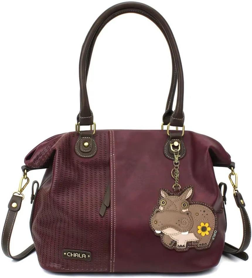 CHALA Laser Cut Crossbody Shoulder bag Tote Bag Faux Leather Brown (Hippo)