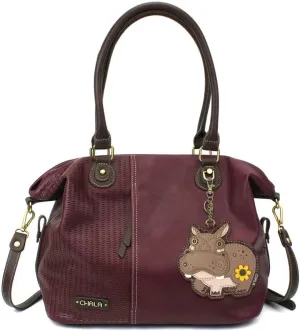CHALA Laser Cut Crossbody Shoulder bag Tote Bag Faux Leather Brown (Hippo)