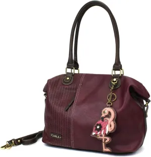 CHALA Laser Cut Crossbody Shoulder bag Tote Bag Faux Leather Plum (Flamingo)