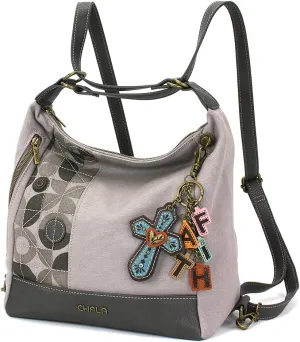 CHALA Retro Convertible Purse - Crossbody, Backpack, and Shoulder Purse - Gray