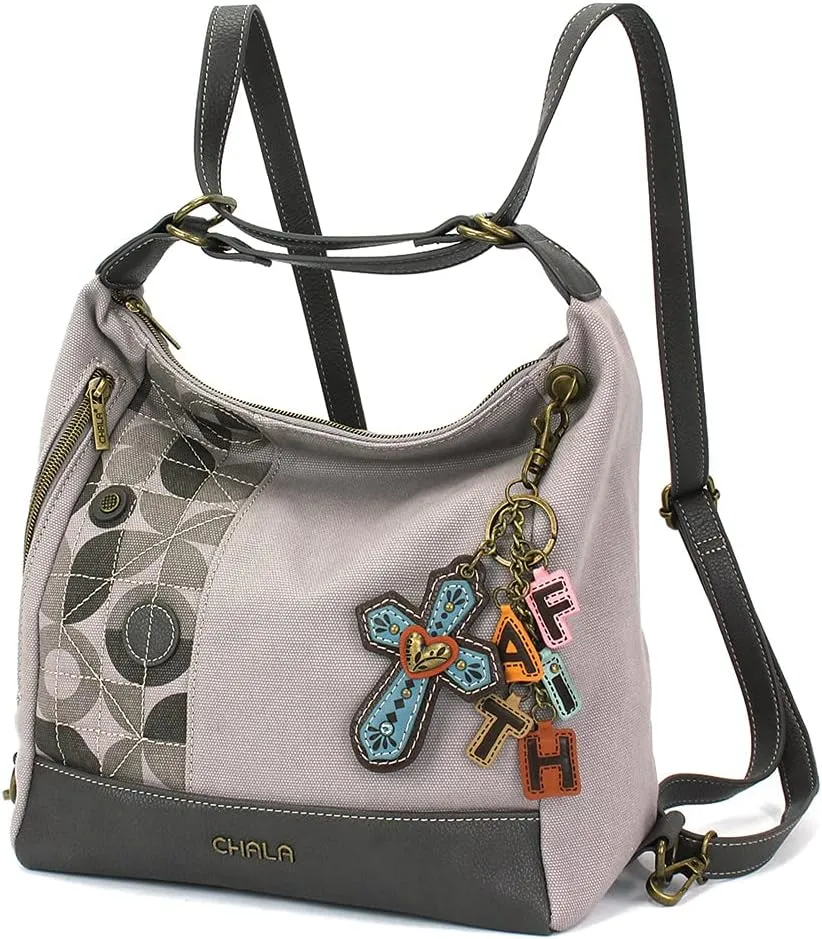 CHALA Retro Convertible Purse - Crossbody, Backpack, and Shoulder Purse - Gray