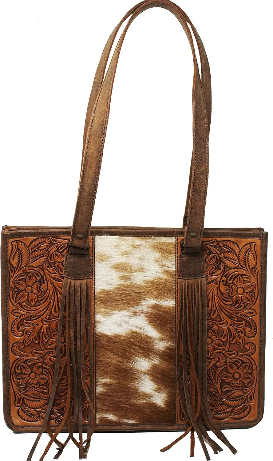 CHALLENGER Women's Cowhide Western Floral Tooled Leather Shoulder Purse Handbag 27FK80