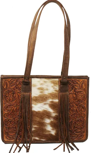 CHALLENGER Women's Cowhide Western Floral Tooled Leather Shoulder Purse Handbag 27FK80