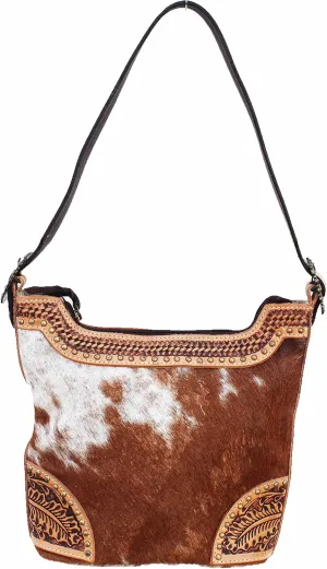 CHALLENGER Women's Western Floral Tooled Leather Cowhide Shoulder Purse Handbag Fringe 18RTH17