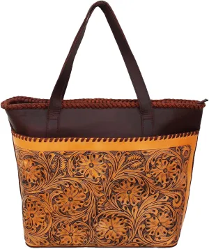 CHALLENGER Women's Western Floral Tooled Leather Laced Shoulder Purse Handbag 18RAH33TN