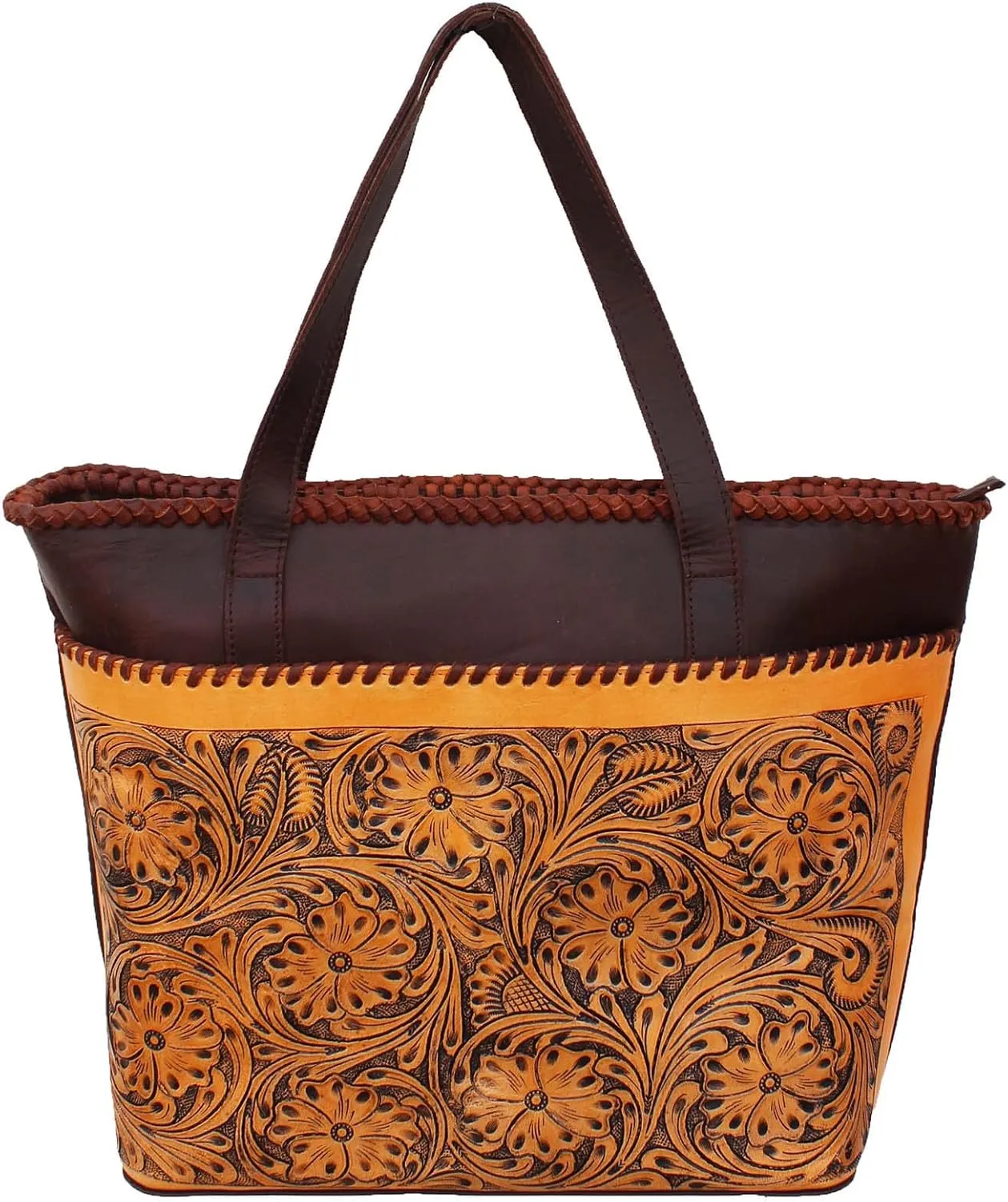 CHALLENGER Women's Western Floral Tooled Leather Laced Shoulder Purse Handbag 18RAH33TN