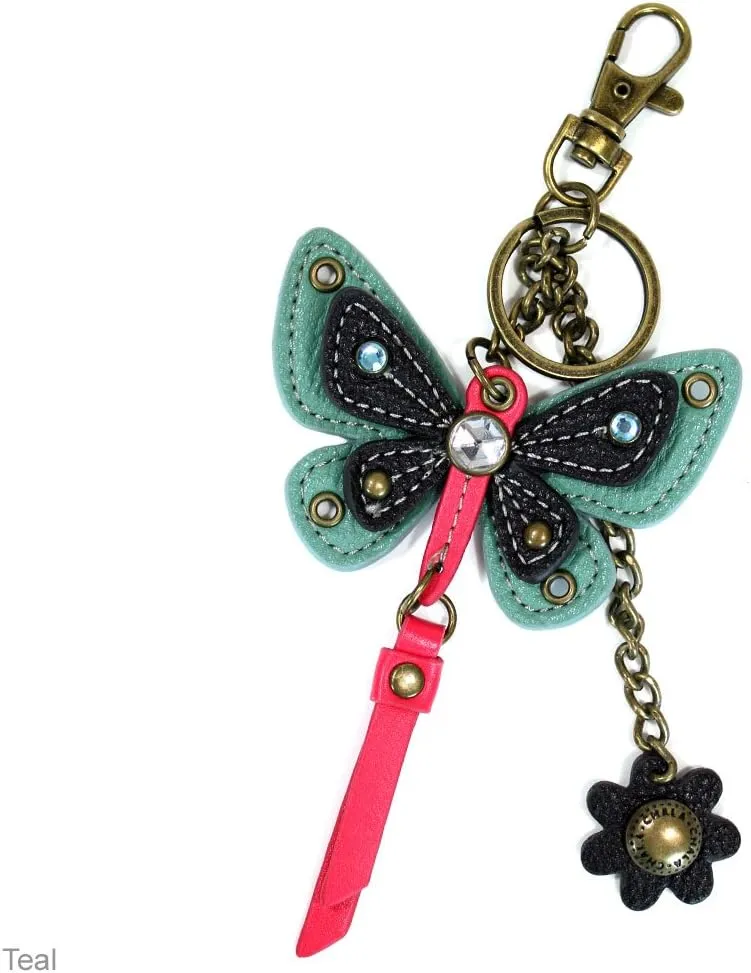 Charming Crossbody Shoulder Purse in PU Leather with Teal Butterfly Purse Charm