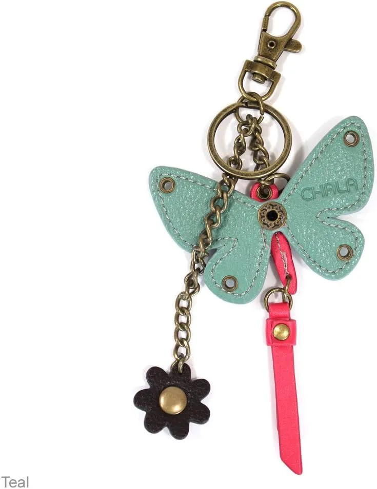 Charming Crossbody Shoulder Purse in PU Leather with Teal Butterfly Purse Charm