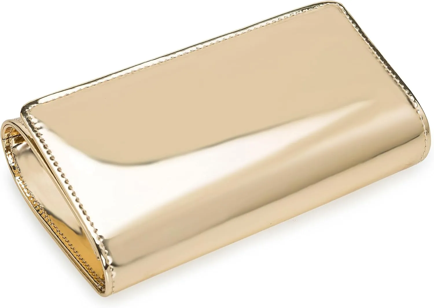 CHARMING TAILOR Faux Leather Wedding Clutch for Women Metallic PU Formal Bag Mirrored Patent Evening Party Purse