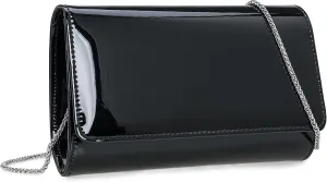 CHARMING TAILOR Faux Leather Wedding Clutch for Women Metallic PU Formal Bag Mirrored Patent Evening Party Purse