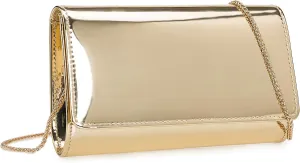 CHARMING TAILOR Faux Leather Wedding Clutch for Women Metallic PU Formal Bag Mirrored Patent Evening Party Purse