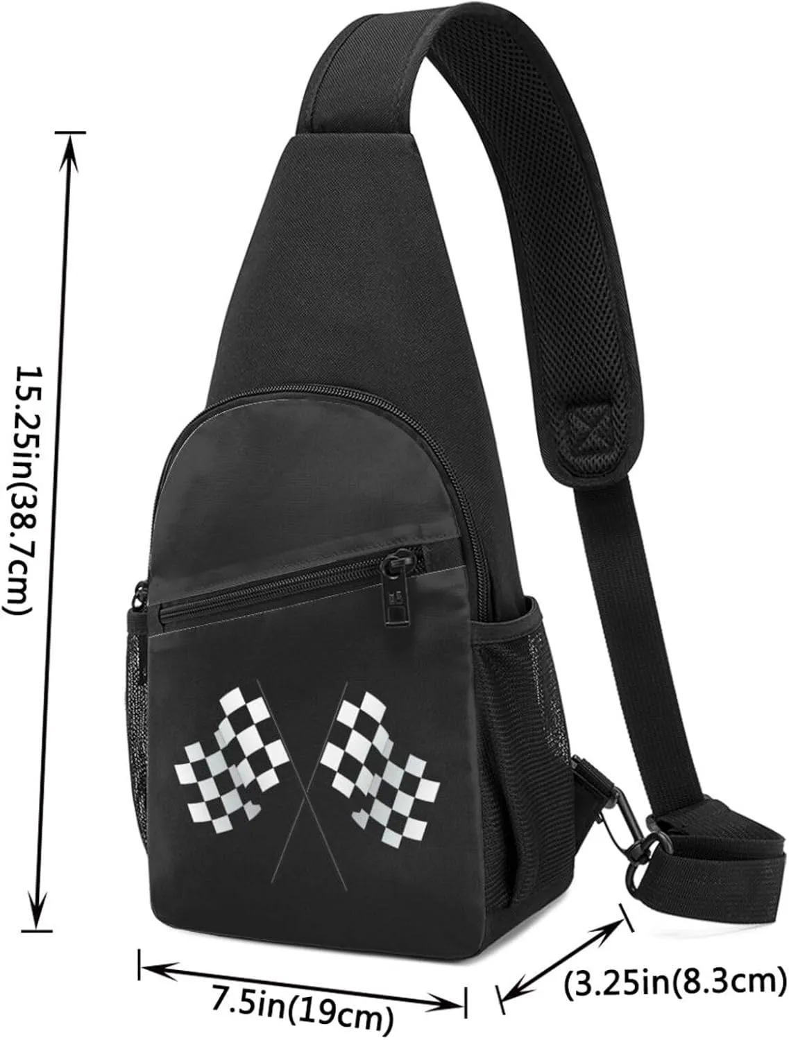 Checkered Flags Race Car Flag Sling Bag Crossbody Backpack Shoulder Casual Daypack Bags for Men Women