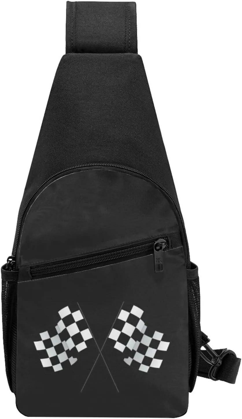 Checkered Flags Race Car Flag Sling Bag Crossbody Backpack Shoulder Casual Daypack Bags for Men Women