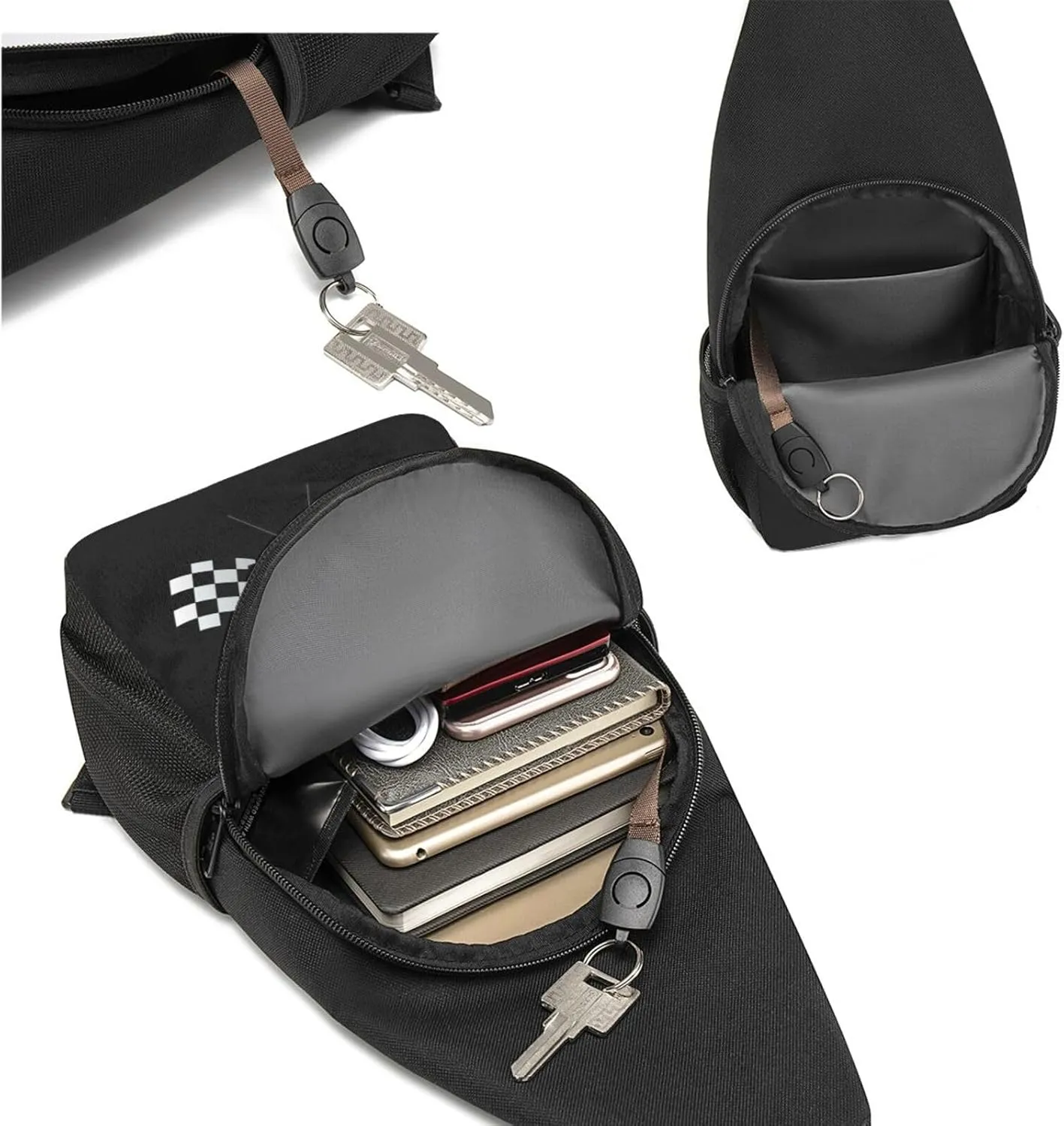 Checkered Flags Race Car Flag Sling Bag Crossbody Backpack Shoulder Casual Daypack Bags for Men Women