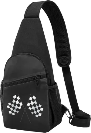 Checkered Flags Race Car Flag Sling Bag Crossbody Backpack Shoulder Casual Daypack Bags for Men Women