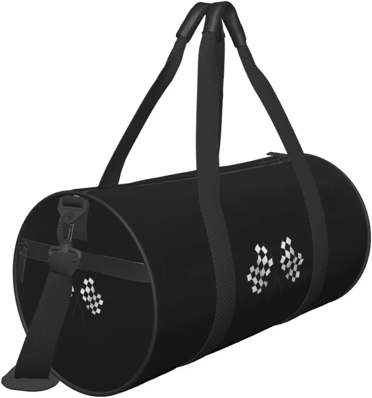 Checkered Flags Race Car Flag Travel Luggage Duffel Bag Sports Rolling Foldable Duffel Bag, Black