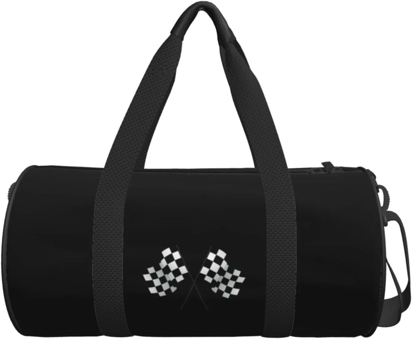 Checkered Flags Race Car Flag Travel Luggage Duffel Bag Sports Rolling Foldable Duffel Bag, Black