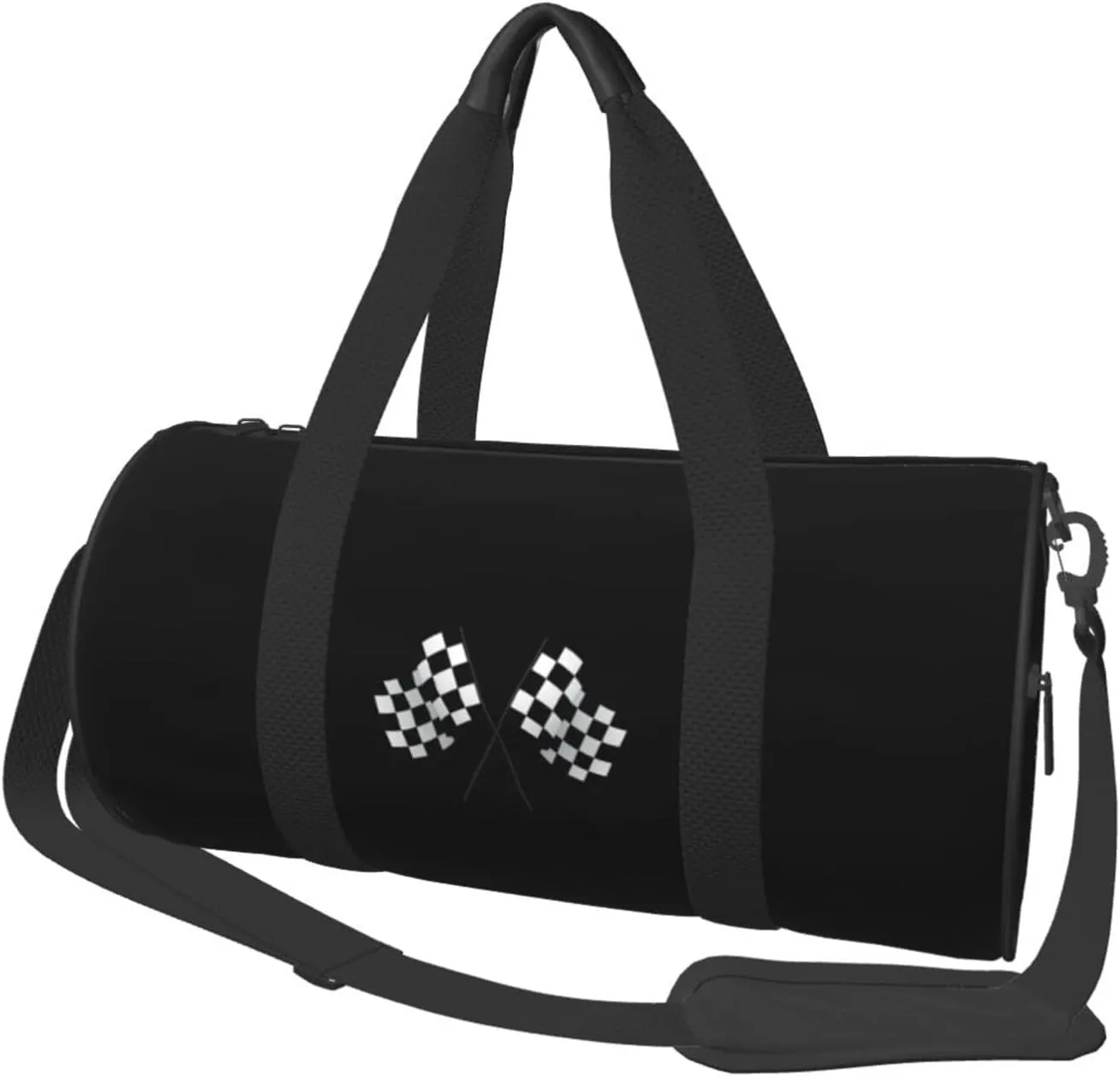 Checkered Flags Race Car Flag Travel Luggage Duffel Bag Sports Rolling Foldable Duffel Bag, Black