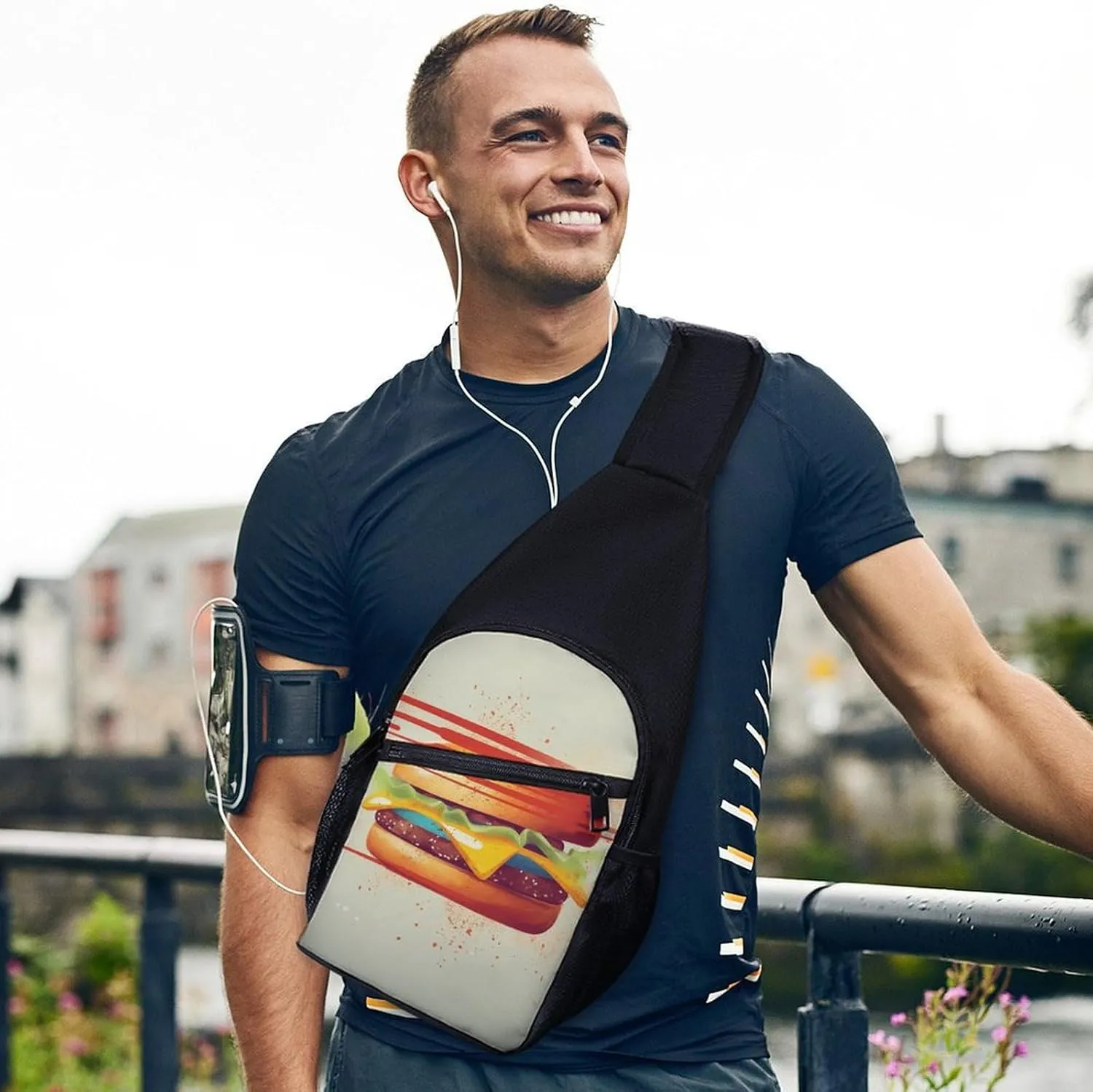 Chest Bag Sling Bag for Men Women Tomorrow I'll Start Running Sport Sling Backpack Lightweight Shoulder Bag for Travel